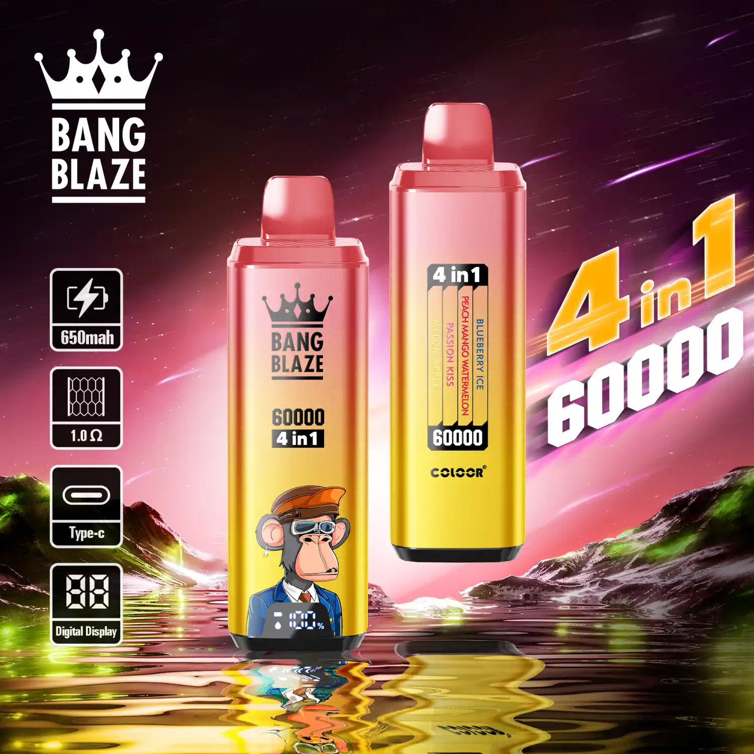 Bang Blaze 60K 4-in-1 Mehrgeschmack Vape mit Digitaldisplay – Bild 10