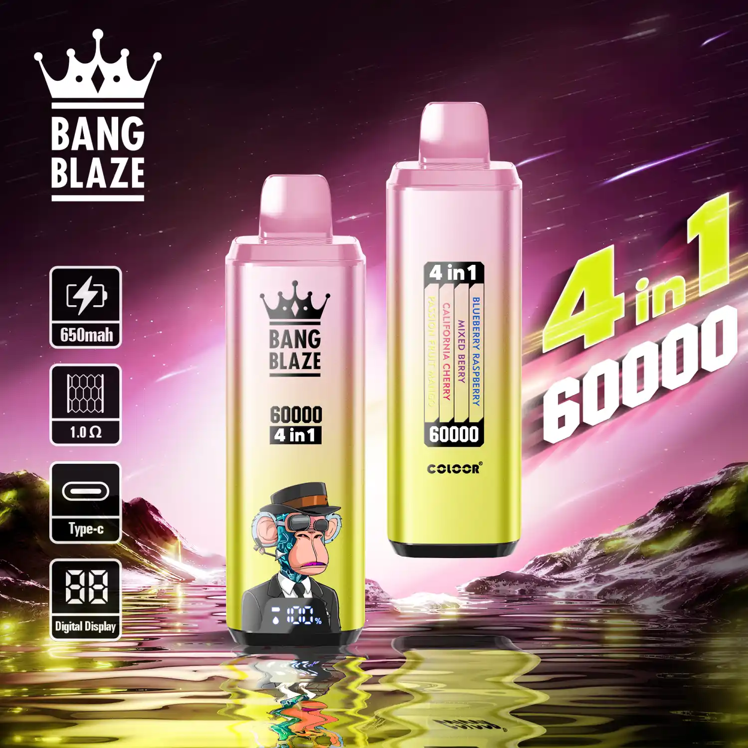 Bang Blaze 60K 4-in-1 Mehrgeschmack Vape mit Digitaldisplay – Bild 9