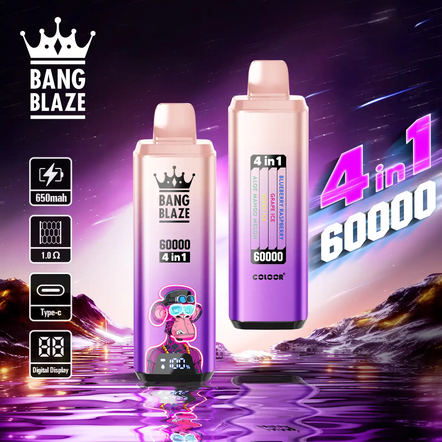 Bang Blaze 60K 4-in-1 Mehrgeschmack Vape mit Digitaldisplay – Bild 8