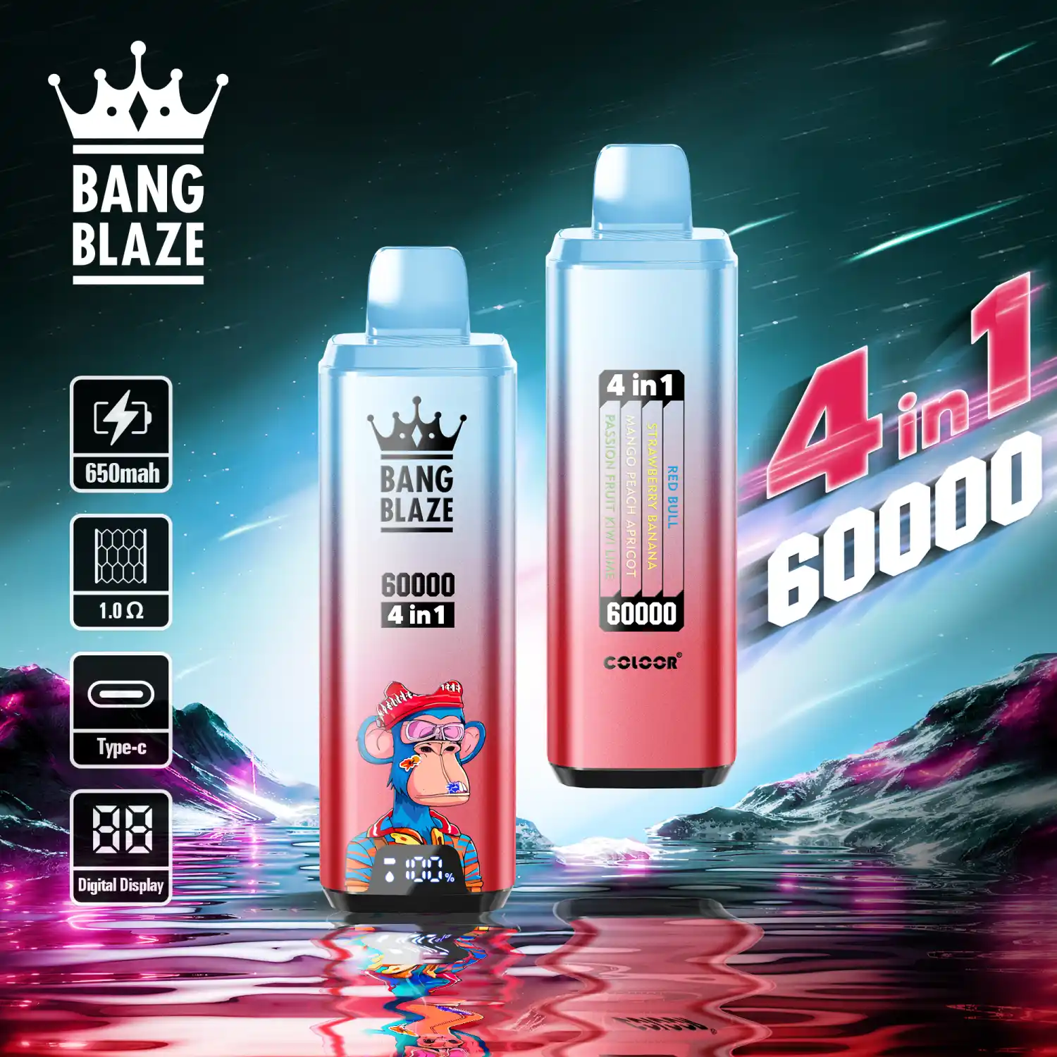 Bang Blaze 60K 4-in-1 Mehrgeschmack Vape mit Digitaldisplay – Bild 7