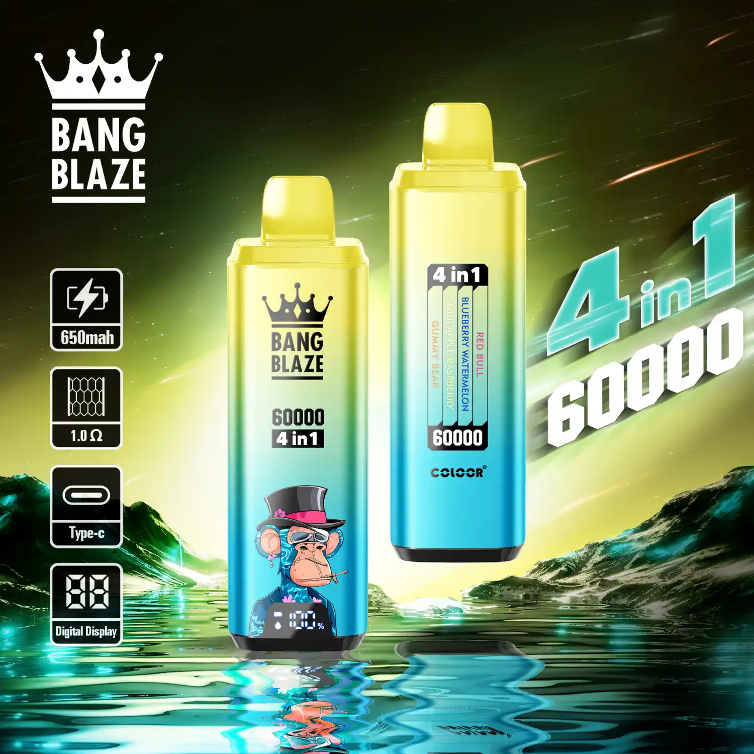 Bang Blaze 60K 4-in-1 Mehrgeschmack Vape mit Digitaldisplay – Bild 6