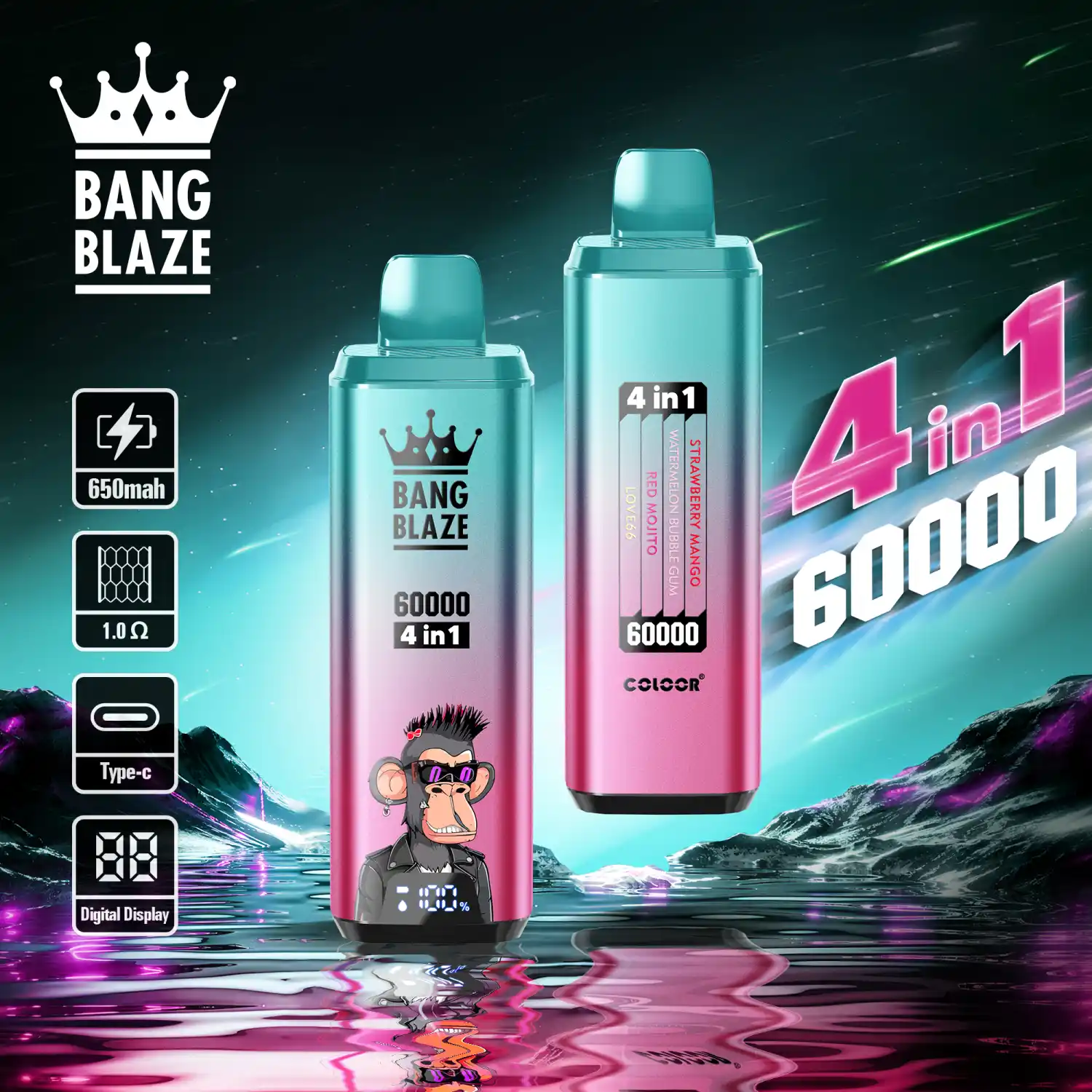 Bang Blaze 60K 4-in-1 Mehrgeschmack Vape mit Digitaldisplay – Bild 5