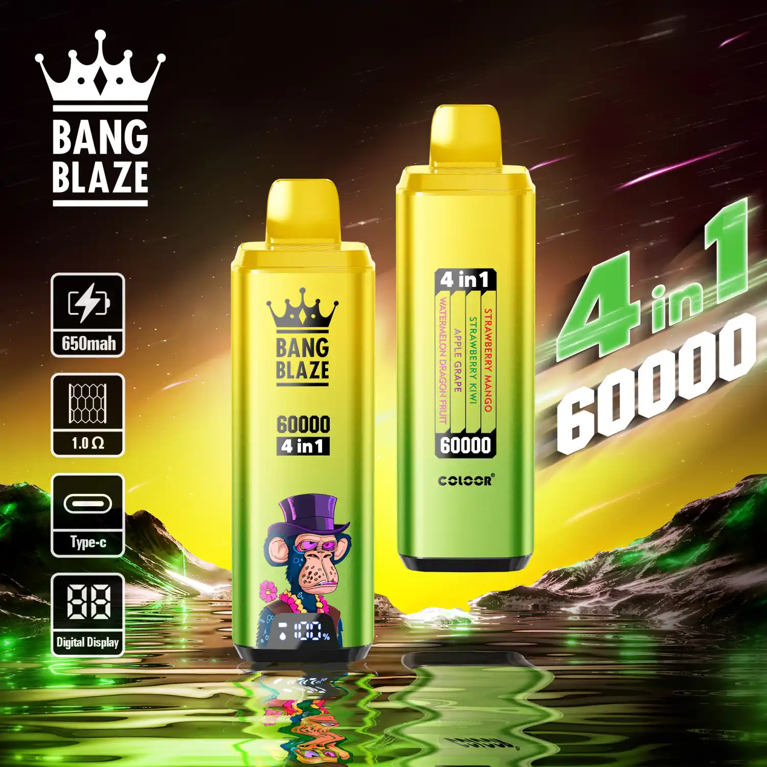 Bang Blaze 60K 4-in-1 Mehrgeschmack Vape mit Digitaldisplay – Bild 4
