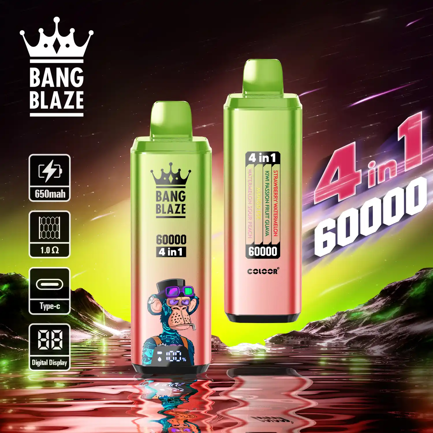 Bang Blaze 60K 4-in-1 Mehrgeschmack Vape mit Digitaldisplay – Bild 2