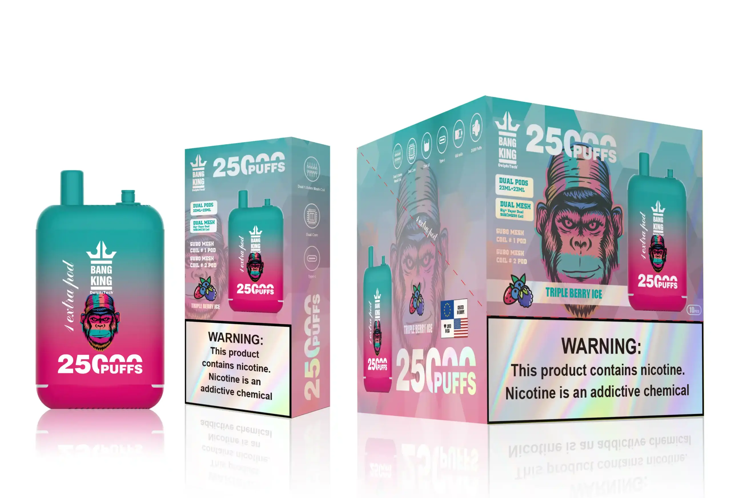 Bang King 25000 Züge Einweg Vape mit Dual Pods und Type-C – Bild 10