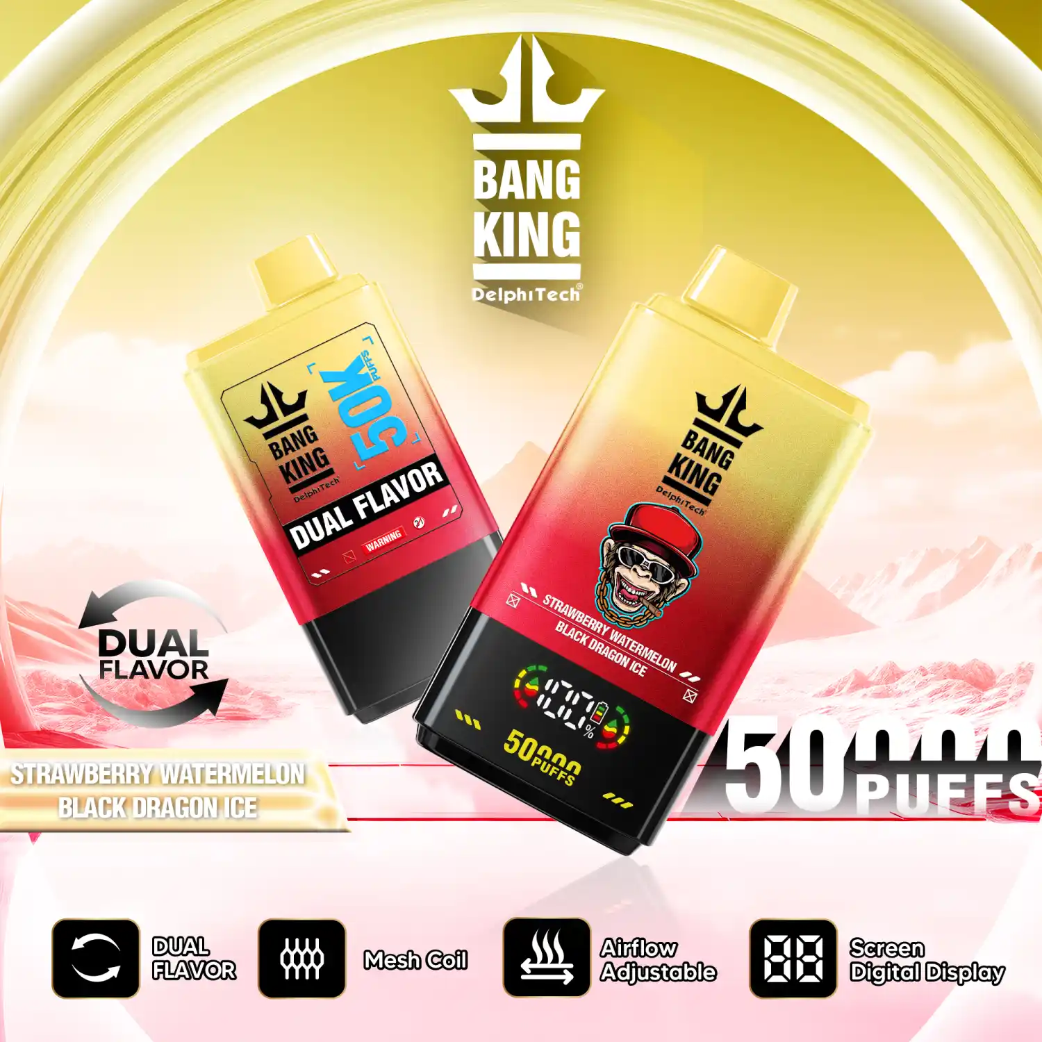 Bang King 50000 Züge Vape mit Doppelgeschmack, Display & Airflow – Bild 3