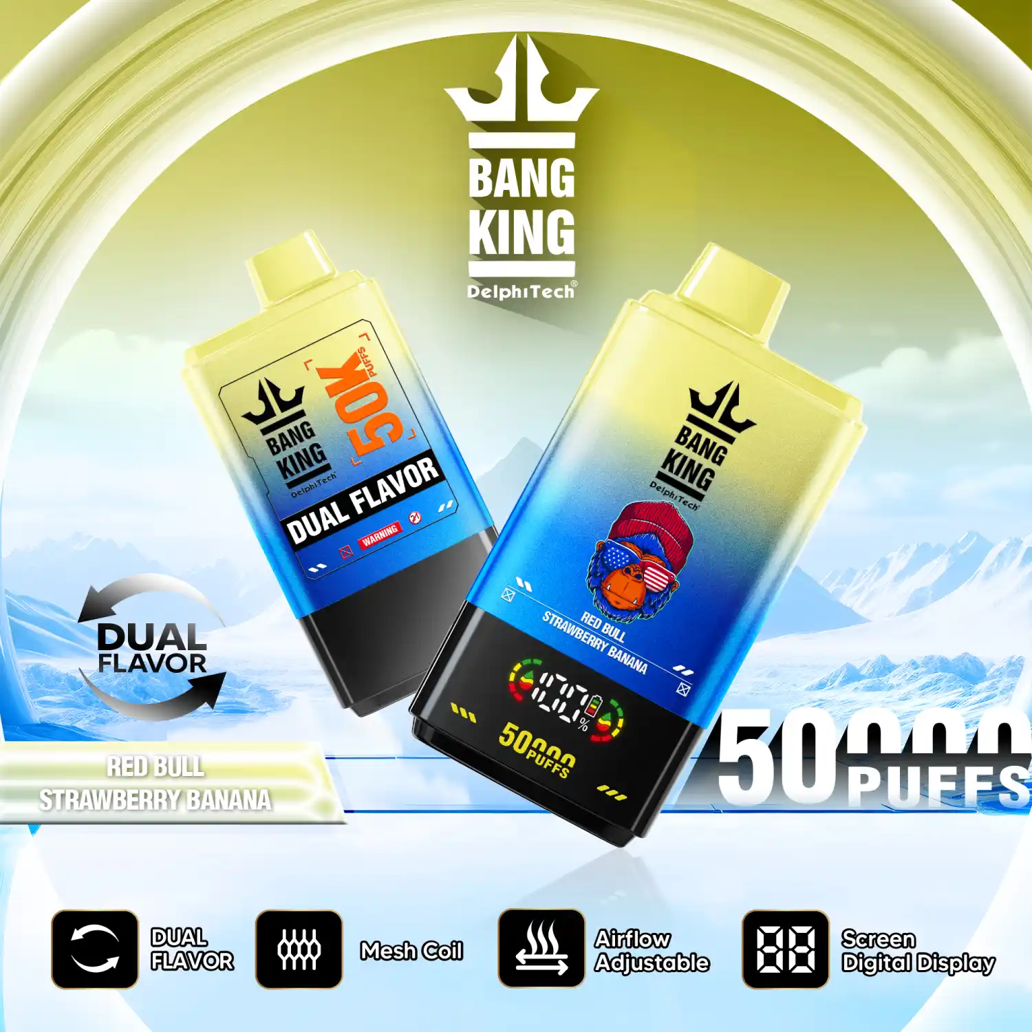 Bang King 50000 Züge Vape mit Doppelgeschmack, Display & Airflow – Bild 6