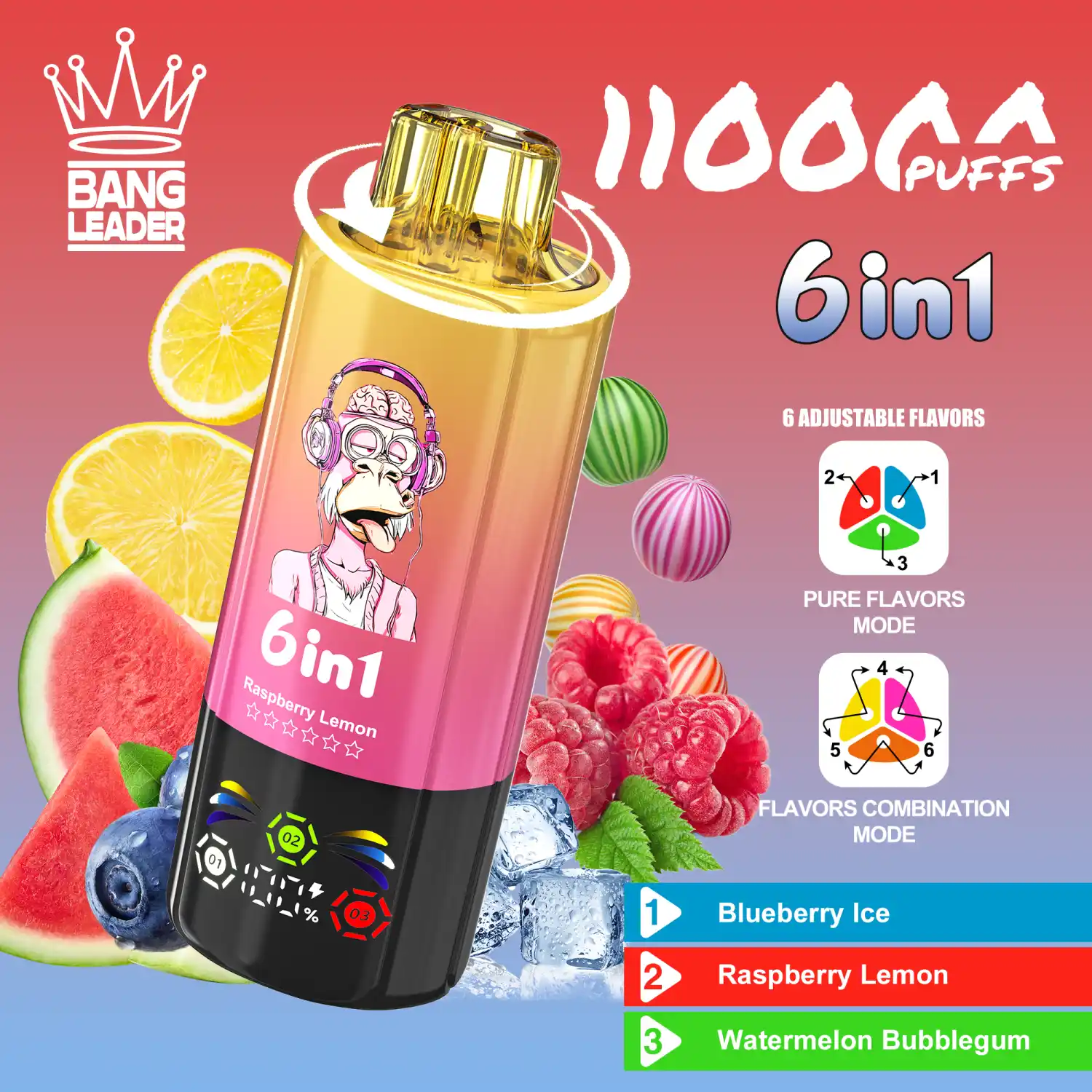 Bang Leader 110000 Züge 6-in-1 XXL Vape mit Display & Type-C – Bild 6